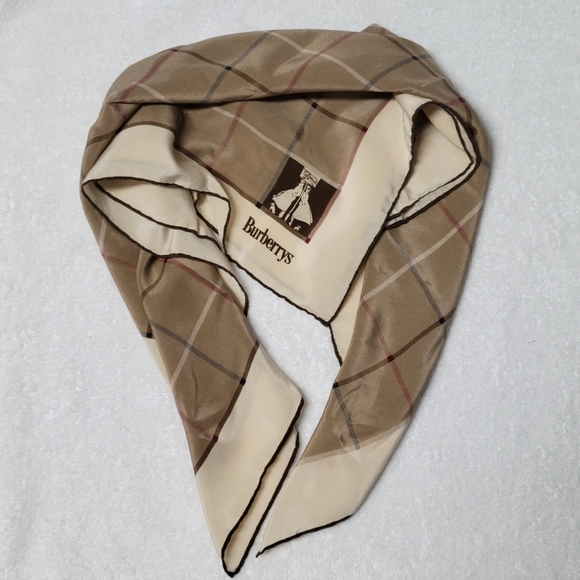 Burberry Accessories - Vintage Burberrys Silk Scarf.